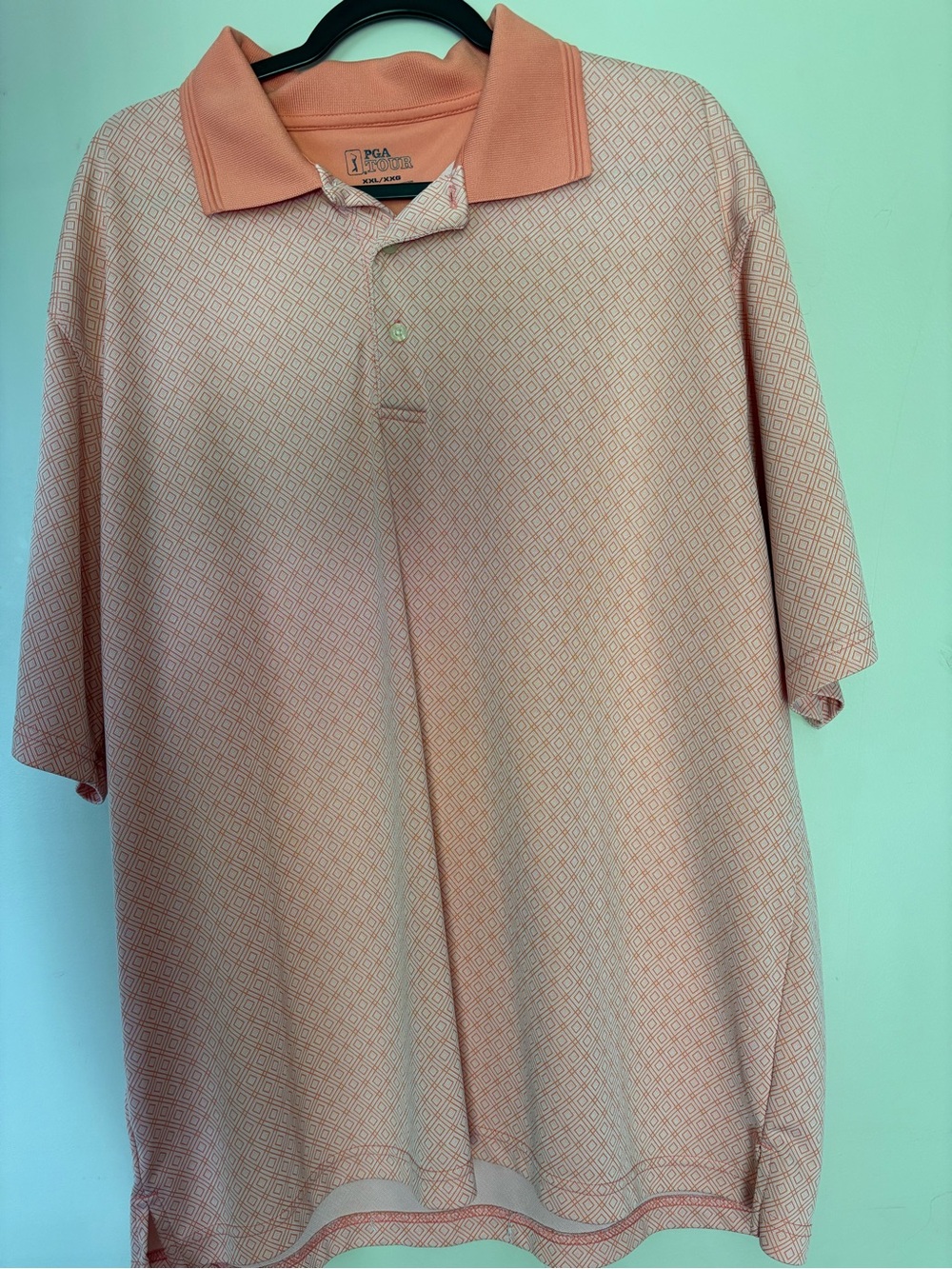 PGA Tour Men's Peach Geometric Polo